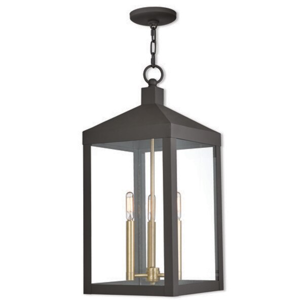 Nyack 3 Light Bronze Outdoor Pendant Lantern