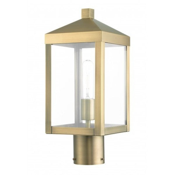 Antique Brass Outdoor Post Top Lantern, 1