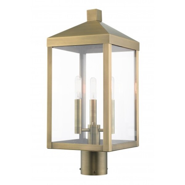 Antique Brass Outdoor Post Top Lantern, 3