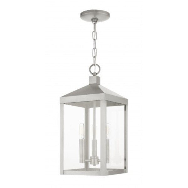Brushed Nickel Outdoor Pendant Lantern, 3
