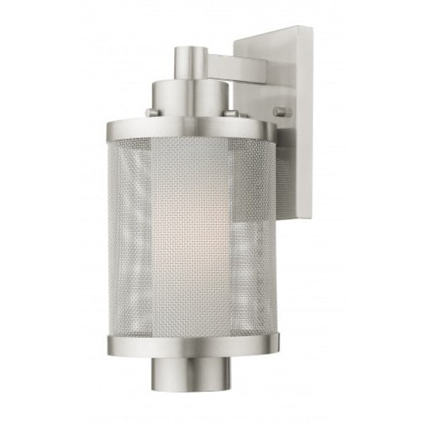 Brushed Nickel Outdoor Wall Lantern, 1 Li