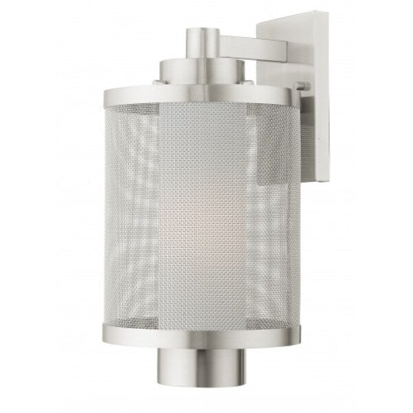 Brushed Nickel Outdoor Wall Lantern, 1 Li