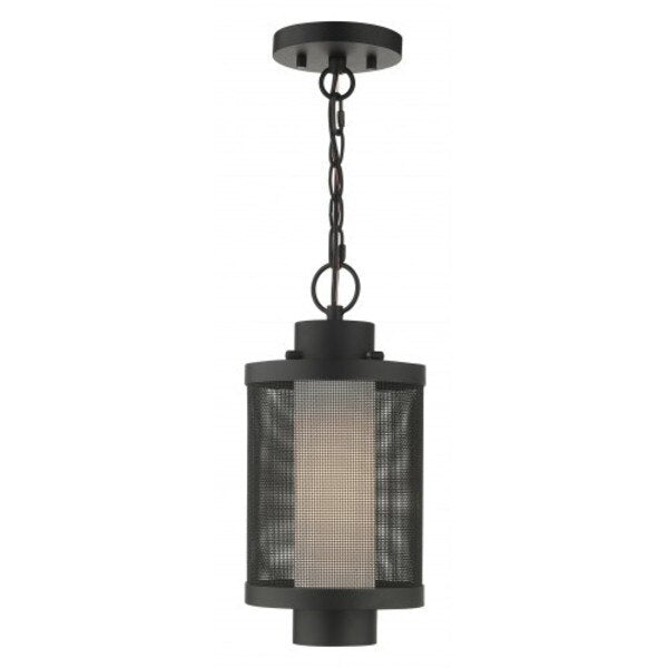 Textured Black Outdoor Pendant Lantern, 1