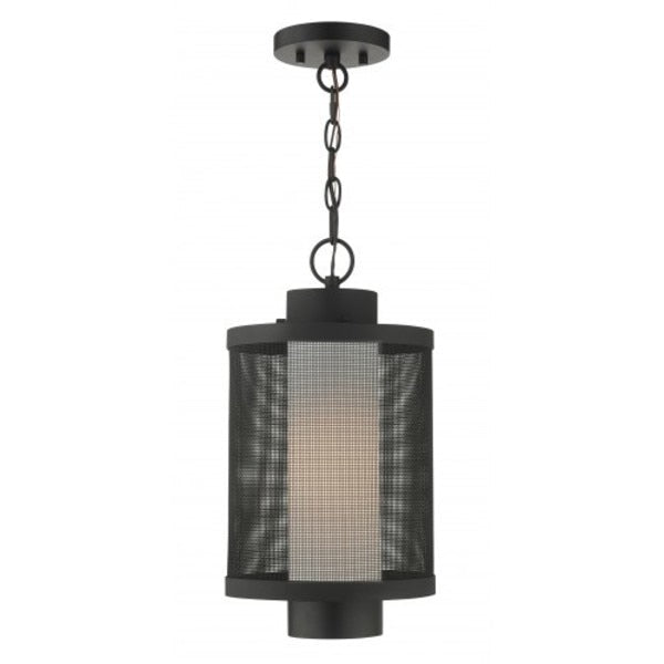 Textured Black Outdoor Pendant Lantern, 1
