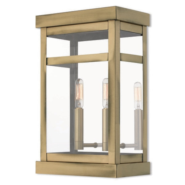 Hopewell 2 Light Antique Brass Outdoor Wall Lantern