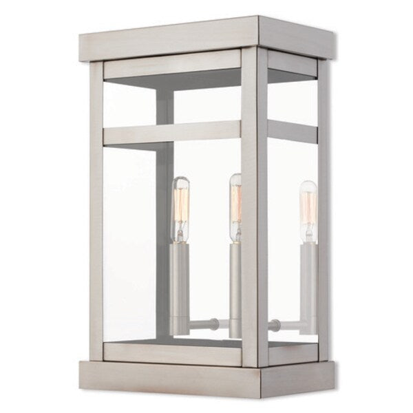 Hopewell 2 Light Brushed Nickel Outdoor Wall Lantern