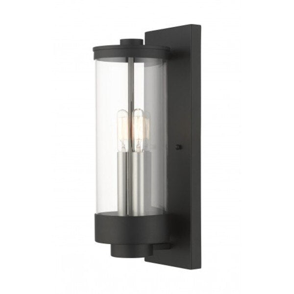 Textured Black Outdoor Wall Lantern, 2 Li