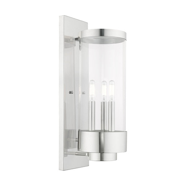 Hillcrest 3 Light Polished Chrome Outdoor Wall Lantern
