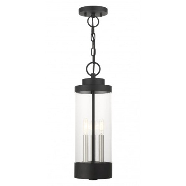 Textured Black Outdoor Pendant Lantern, 3