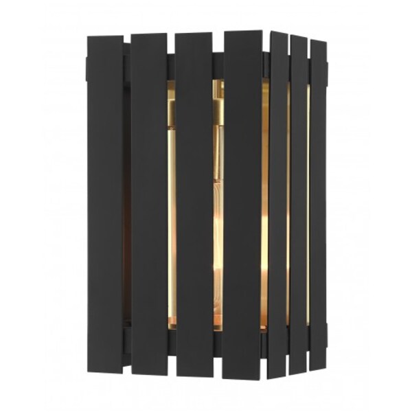 Black with Satin Brass Accents Outdoor W