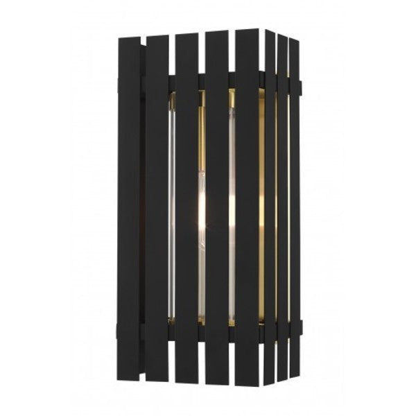 Black with Satin Brass Accents Outdoor W