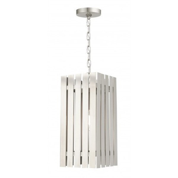 Brushed Nickel Outdoor Pendant Lantern, 1