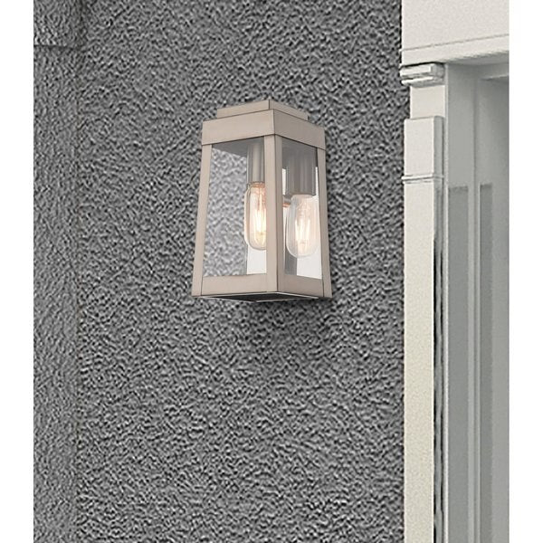 Oslo 1 Light Brushed Nickel Outdoor Wall Lantern
