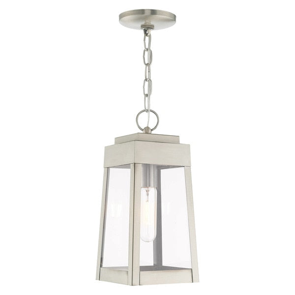 Oslo 1 Light Brushed Nickel Outdoor Pend