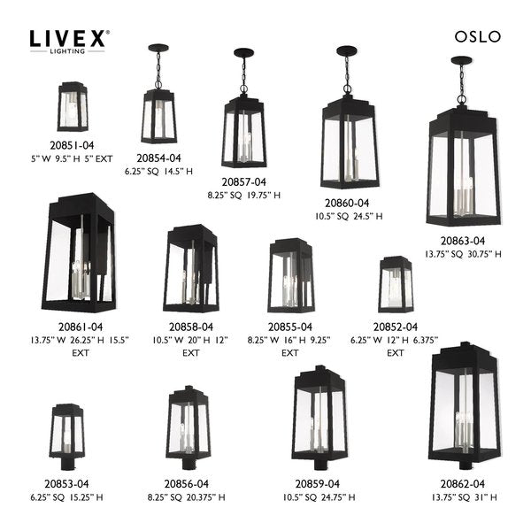 Oslo 3 Light Black Outdoor Wall Lantern