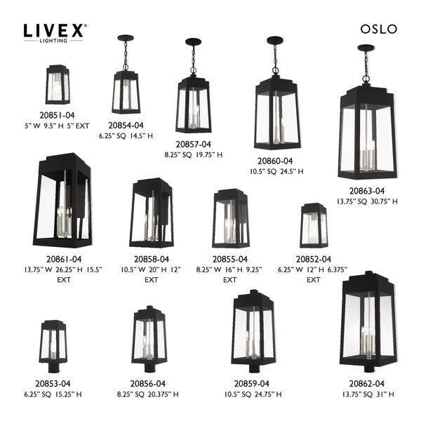 Oslo 3 Light Black Outdoor Post Top Lantern