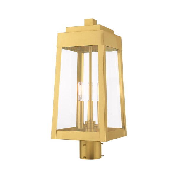 Oslo 3 Light Satin Brass Outdoor Post Top Lantern