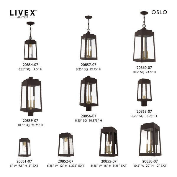 Oslo 3 Light Bronze Outdoor Post Top Lantern