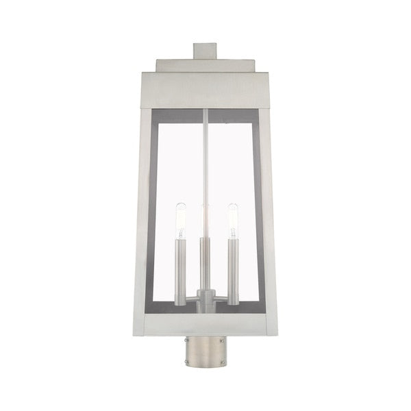 Oslo 3 Light Brushed Nickel Outdoor Post Top Lantern