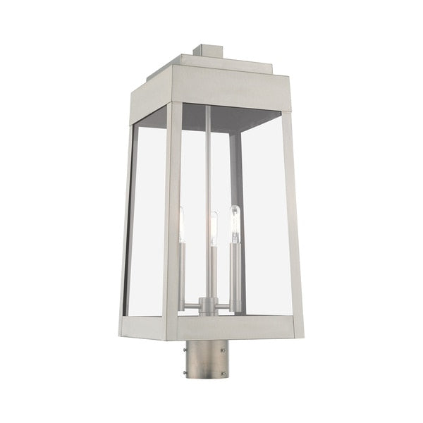 Oslo 3 Light Brushed Nickel Outdoor Post Top Lantern