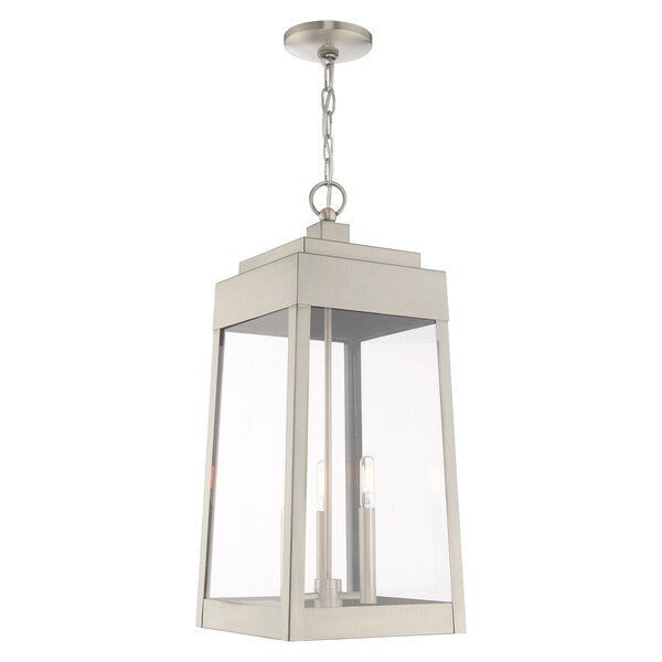 Oslo 3 Light Brushed Nickel Outdoor Pendant Lantern