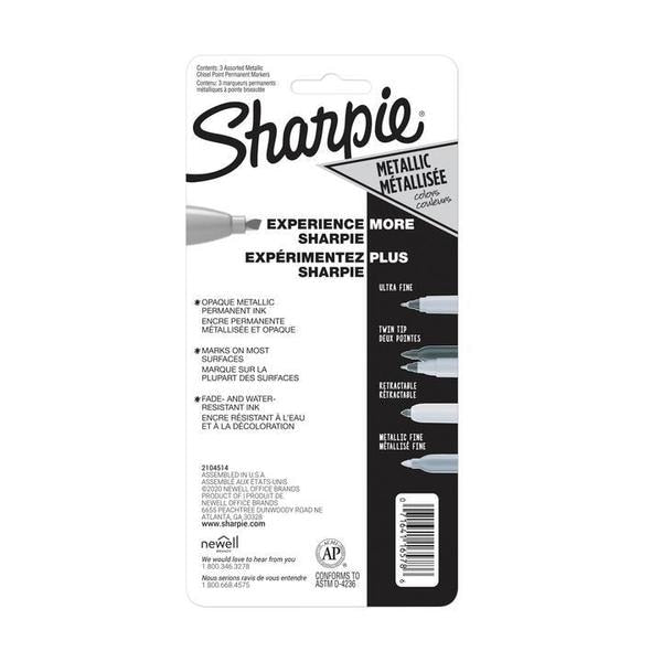 Metallic Chisel Permanent Marker, PK3