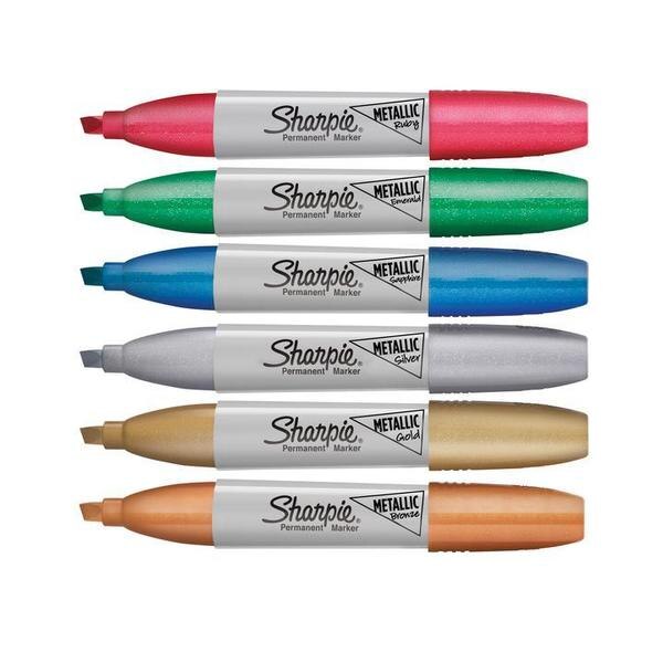 Metallic Chisel Permanent Marker, PK6