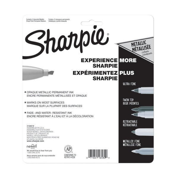 Metallic Chisel Permanent Marker, PK6
