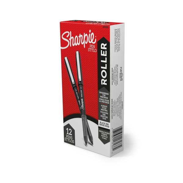 Rollerball Pen, Needle Point, Black, PK12