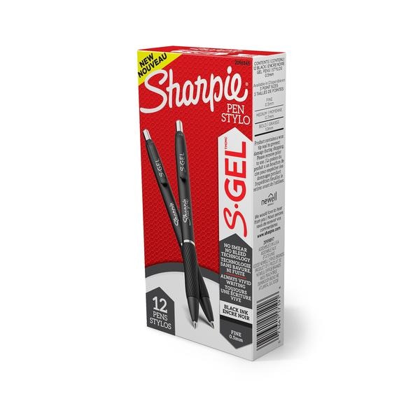 S-Gel Pen, Fine 0.5mm, Black, PK12