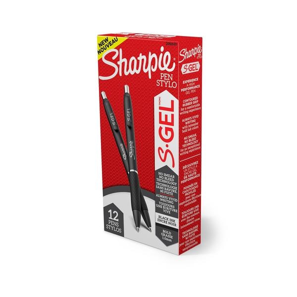 S-Gel Pen, Bold 1.0mm, Black, PK12
