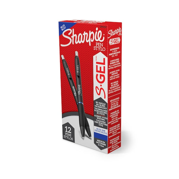 S-Gel Pen, Medium 0.7mm, Blue, PK12