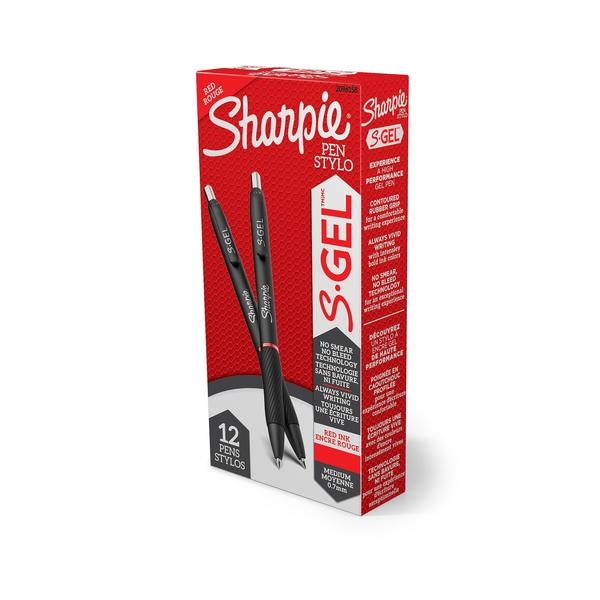 S-Gel Pen, Medium 0.7mm, Red, PK12