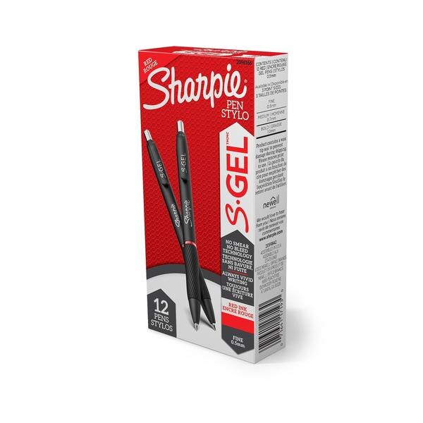S-Gel Pen, Fine 0.5mm, Red, PK12