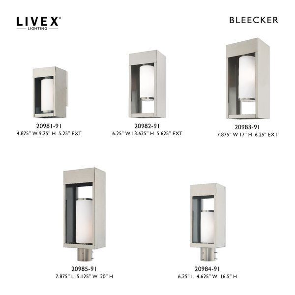 Bleecker 1 Light Brushed Nickel Outdoor Post Top Lantern