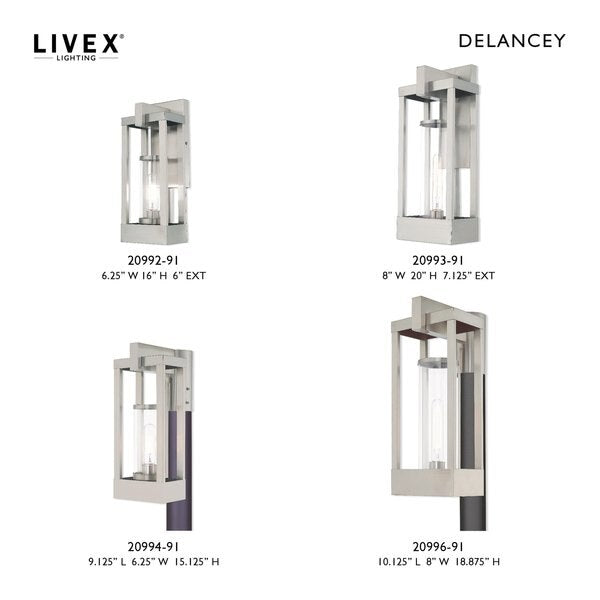 Delancey 1 Light Brushed Nickel Outdoor Post Top Lantern