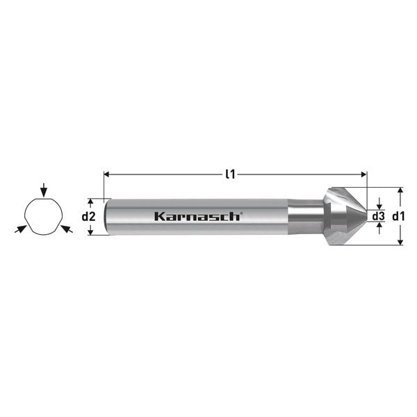 Hss-Xe Countersink, 82 Degree, 3 Flat Si