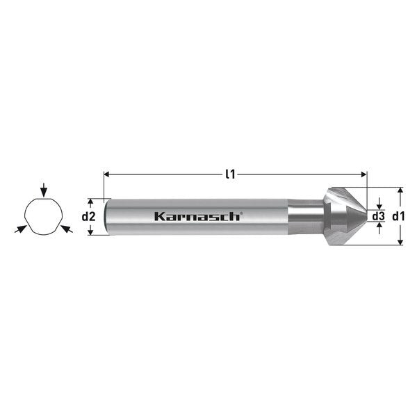 Hss-Xe Countersink, 82 Degree, 3 Flat Si