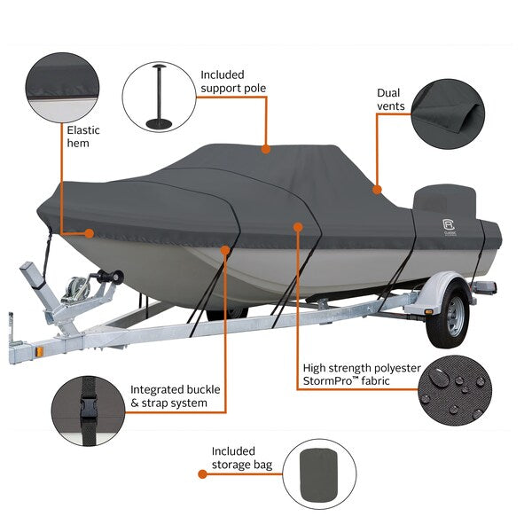 StormPro Heavy Duty Tri-Hull Outboard Cover, 14 ft 6 in - 15 ft 6 in L