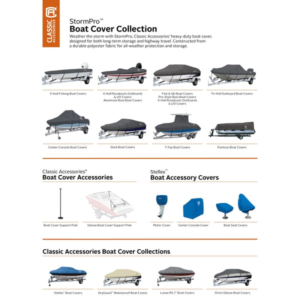 StormPro Heavy Duty Outboard Ski-Boat Cover, 16 ft 6 in - 17 ft 6 in L