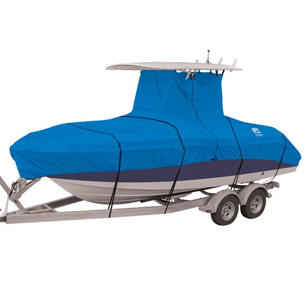 Stellex Model E Center Console T-Top Boat Cover, Blue, 20 ft - 22 ft L