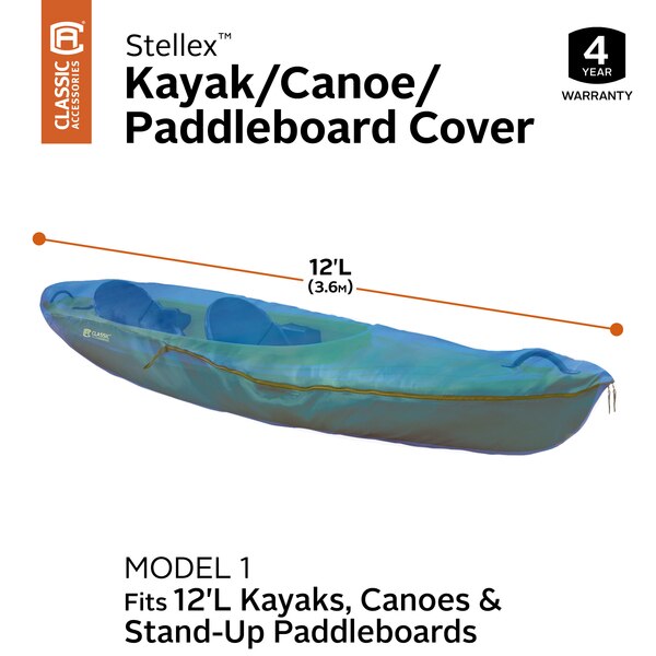 Stellex Model 1 Canoe/Kayak/Stand-Up Board Cover, Blue, 12 ft L