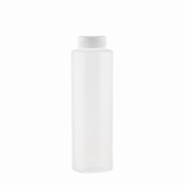 Flp Top Cap Sqz Bottle, Clr, Wht, 12OZ, PK12