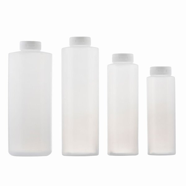 Flp Top Cap Sqz Bottle, Clr, Wht, 12OZ, PK12