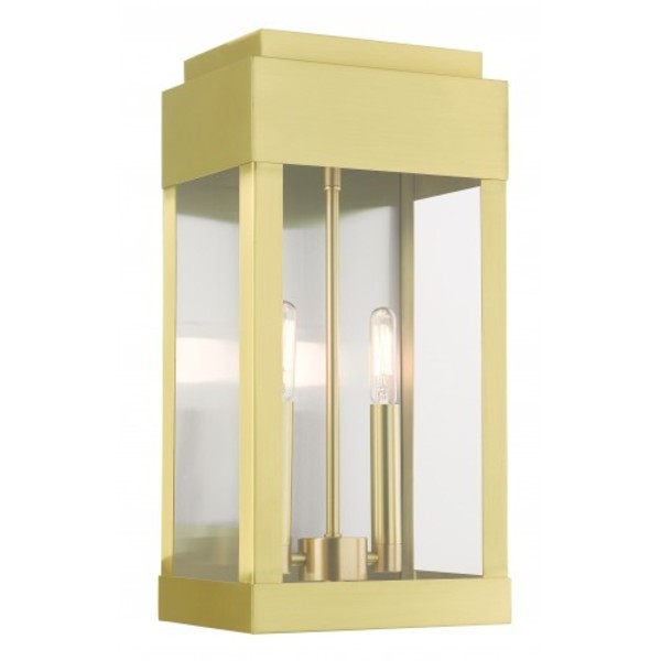 Satin BrassOutdoor Wall Lantern, 2 Light