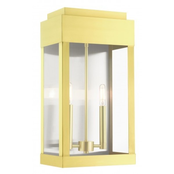 Satin Brass Outdoor Wall Lantern, 2 Light