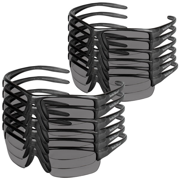 Equalizer Safety Glasses, Anti-Fog, Scratch-Resistant, Wraparound, Gray Half-Frame, Smoke Lens