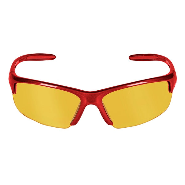 Safety Glasses, Wraparound Amber Polycarbonate Lens, Scratch-Resistant