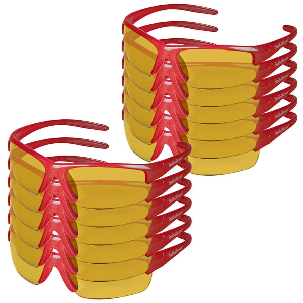 Safety Glasses, Wraparound Amber Polycarbonate Lens, Scratch-Resistant