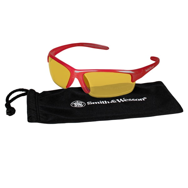 Safety Glasses, Wraparound Amber Polycarbonate Lens, Scratch-Resistant